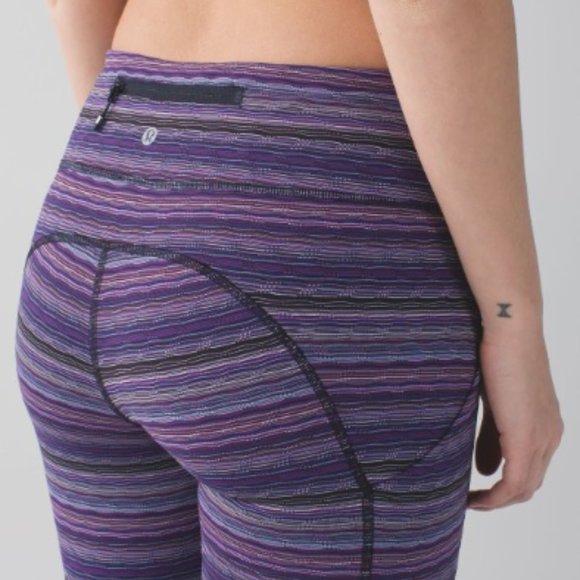 Lululemon Speed Tight IV purple striped leggings s… - Picture 1 of 10